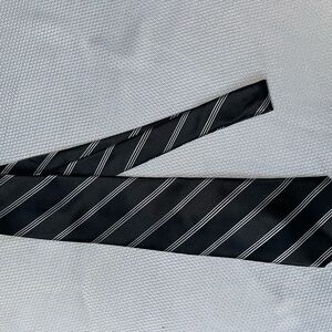 Bugatti Classic Black and White Striped Tie